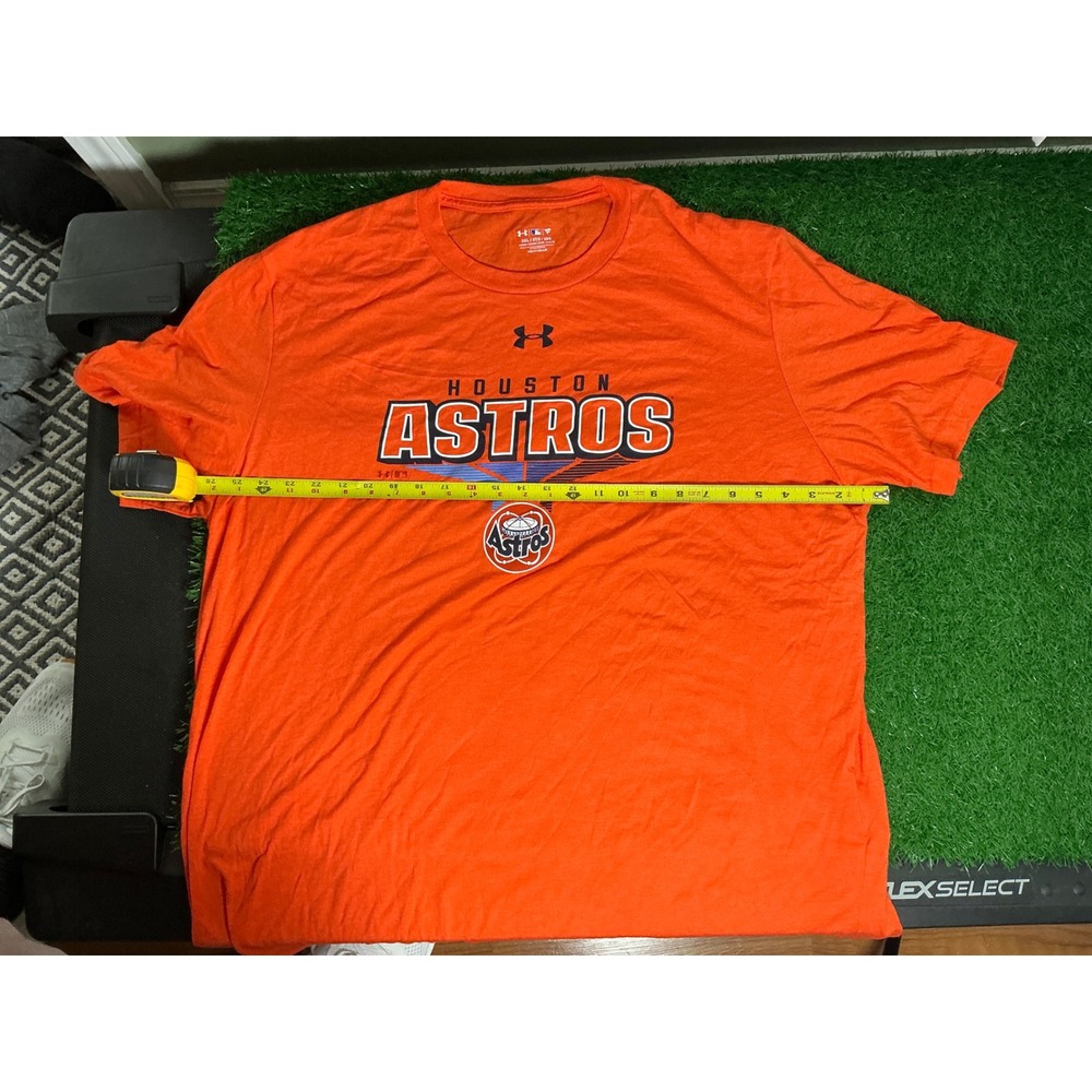 Under Armour Houston Astros MLB HeatGear Orange Graphic T-Shirt Mens 3XL Loose